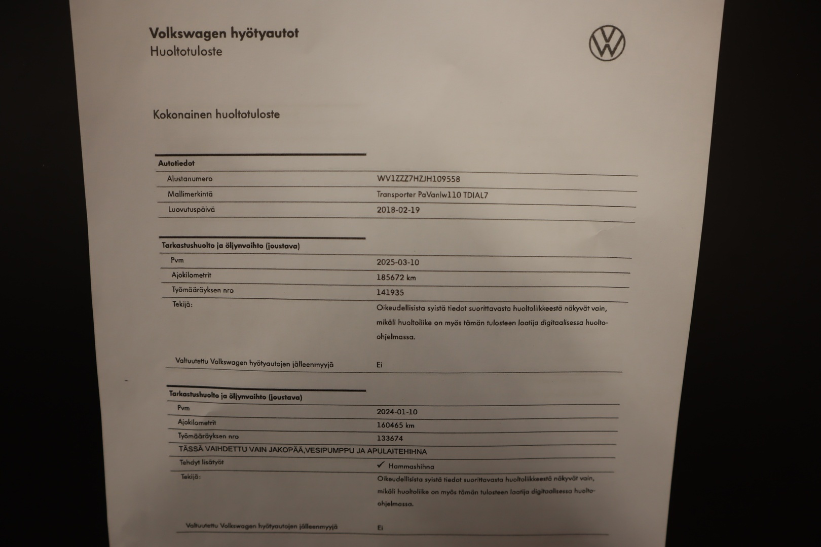 VOLKSWAGEN Transporter 2018