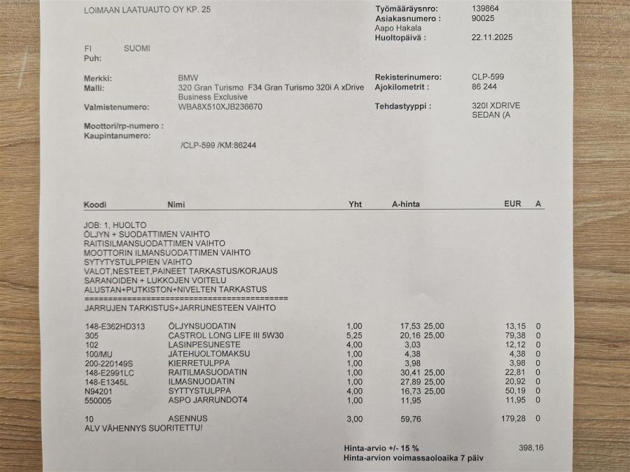 F34 Gran Turismo 320i A xDrive Business Exclusive / Suomi-auto / Navi / Peruutuskamera + tutkat