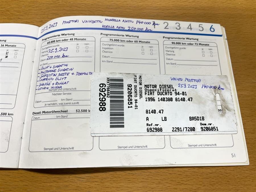 Ducato 2.5 TDi 115 hv / Vetokoukku / Vaihtomoottori 09/2023  / Rek. 7:lle / Suihku / Kaikki toimii