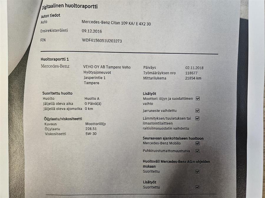 109CDI K pitkä A3/ 3 paik./ ALV/ Webasto/ Koukku/ Ilmastointi/ Cruise/ Suomiauto/ Peruutuskamera