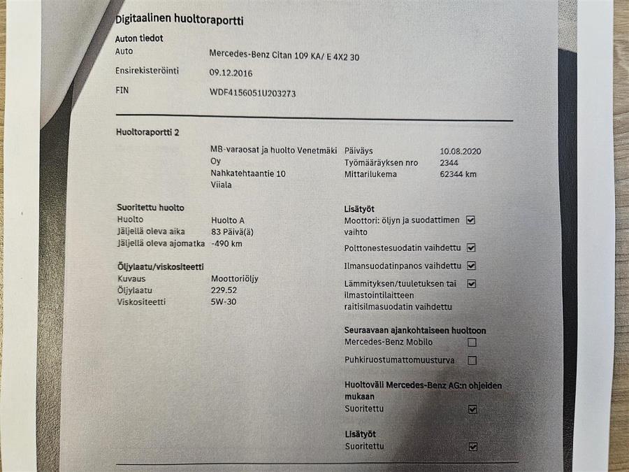 109CDI K pitkä A3/ 3 paik./ ALV/ Webasto/ Koukku/ Ilmastointi/ Cruise/ Suomiauto/ Peruutuskamera