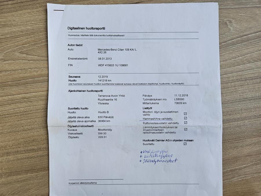 109CDI K keskipitkä A2/ Jakohihna vaihdettu -25/ Vetokoukku/ Moottorinlämmitin