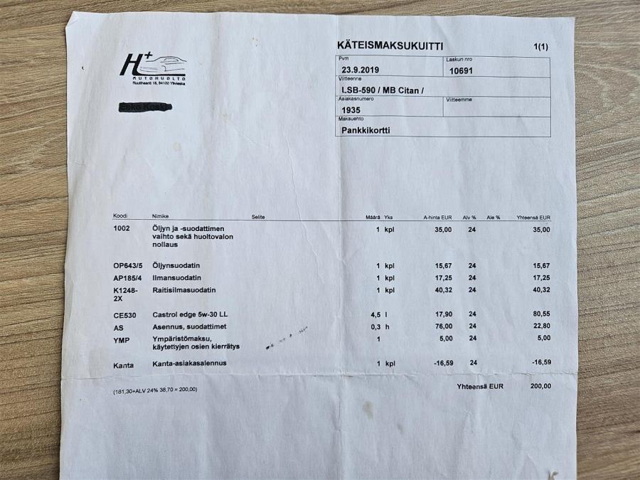 109CDI K keskipitkä A2/ Jakohihna vaihdettu -25/ Vetokoukku/ Moottorinlämmitin