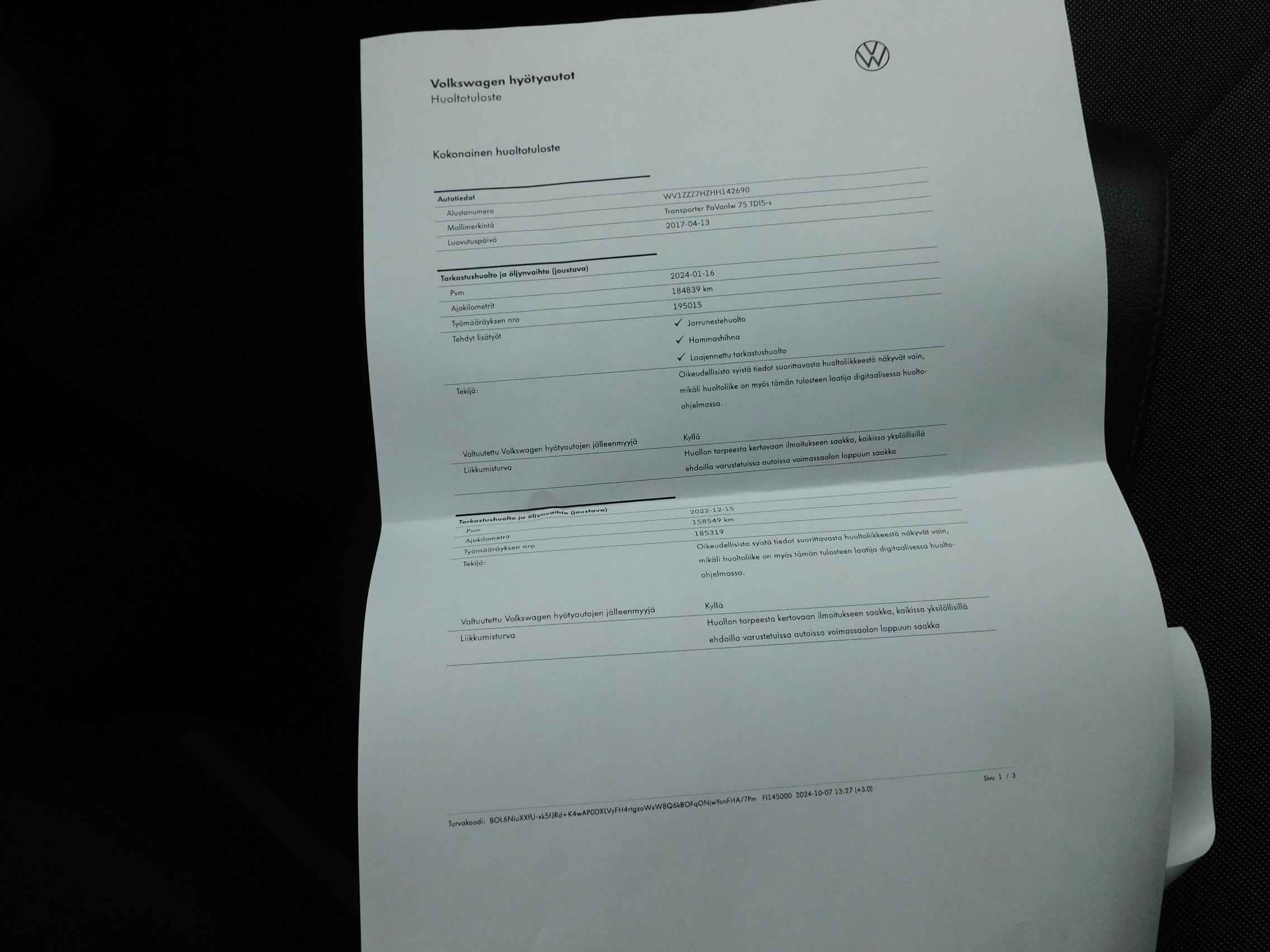 VOLKSWAGEN TRANSPORTER 2017