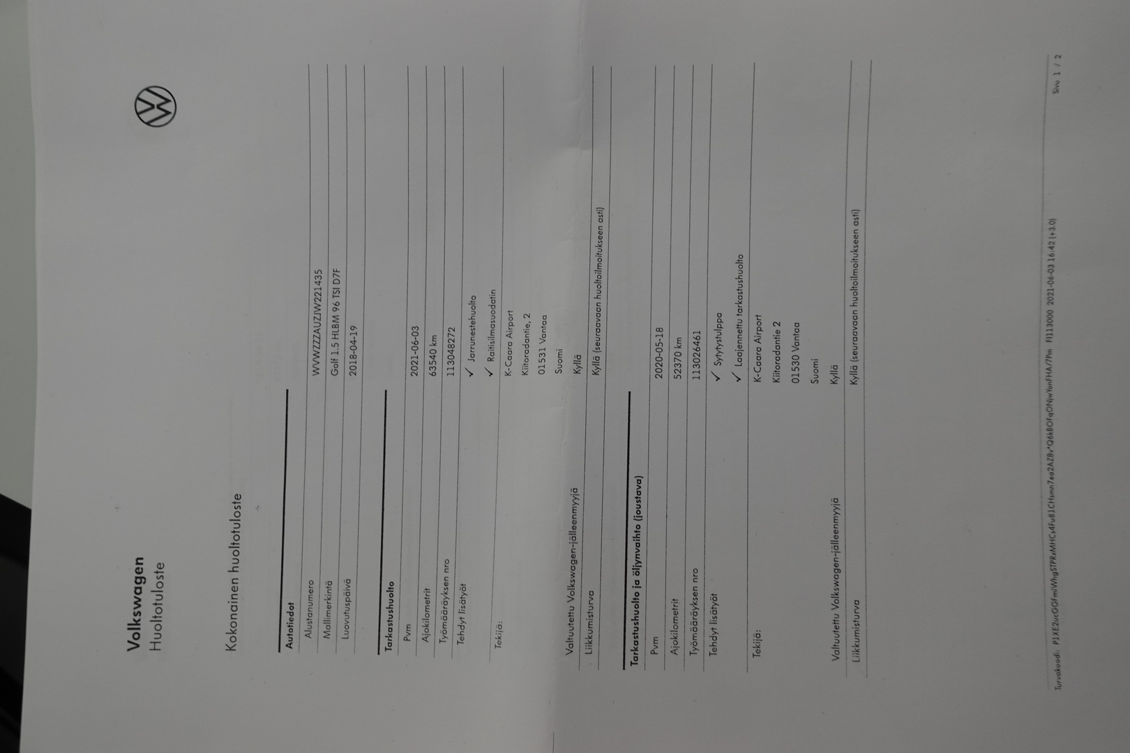 VOLKSWAGEN Golf 2018