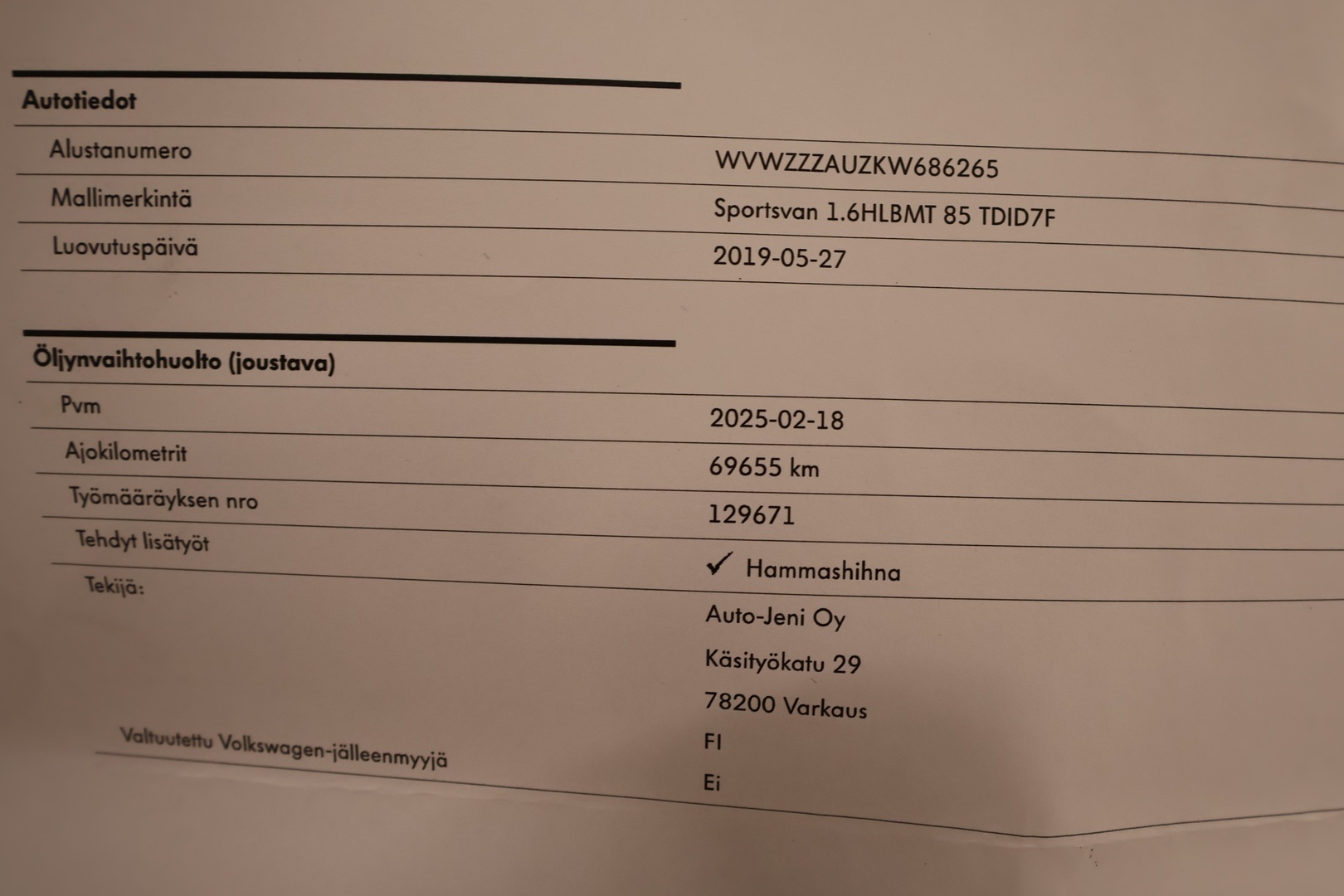 VOLKSWAGEN Golf Sportsvan 2019