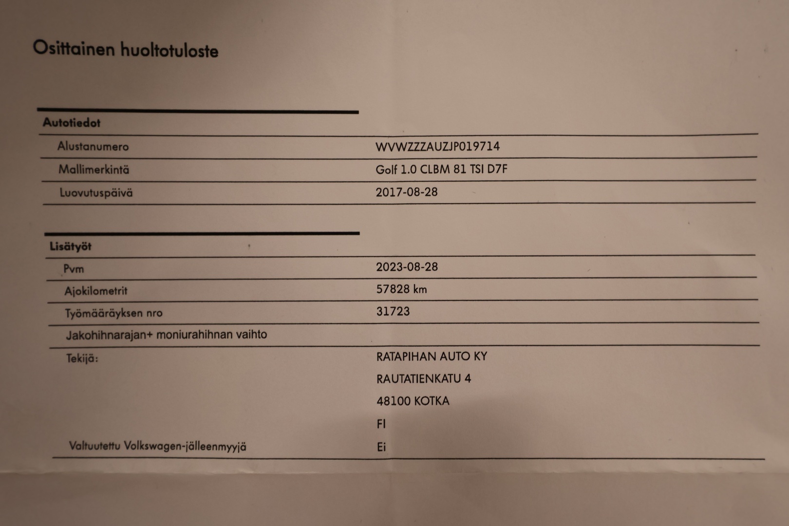 VOLKSWAGEN Golf 2017