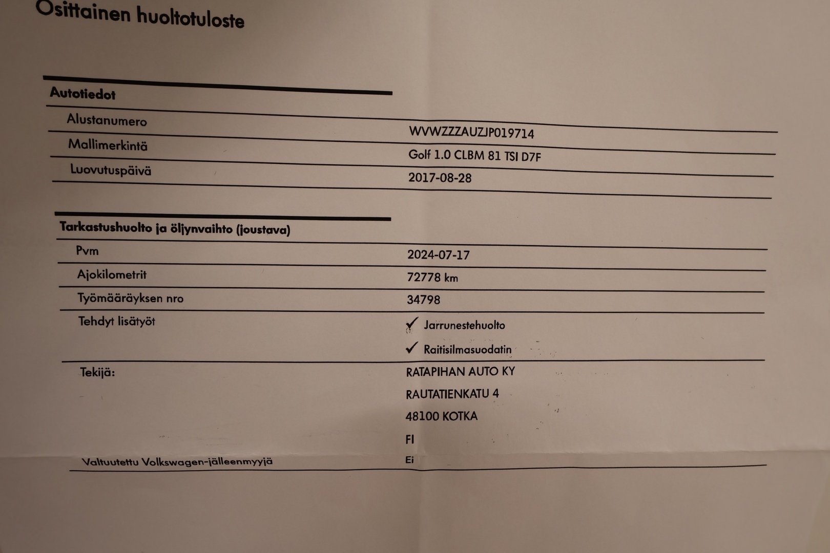 VOLKSWAGEN Golf 2017