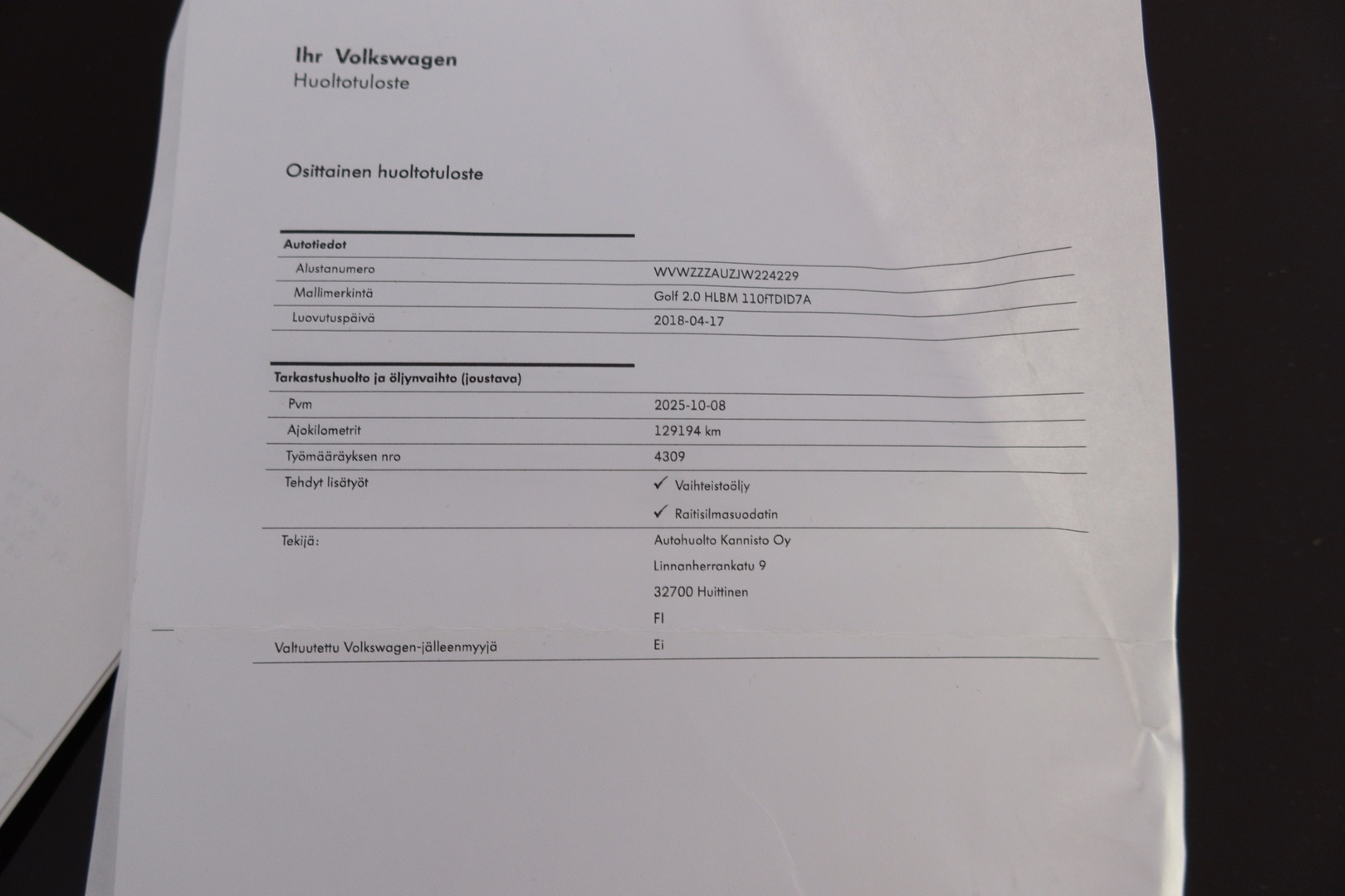 VOLKSWAGEN Golf 2018