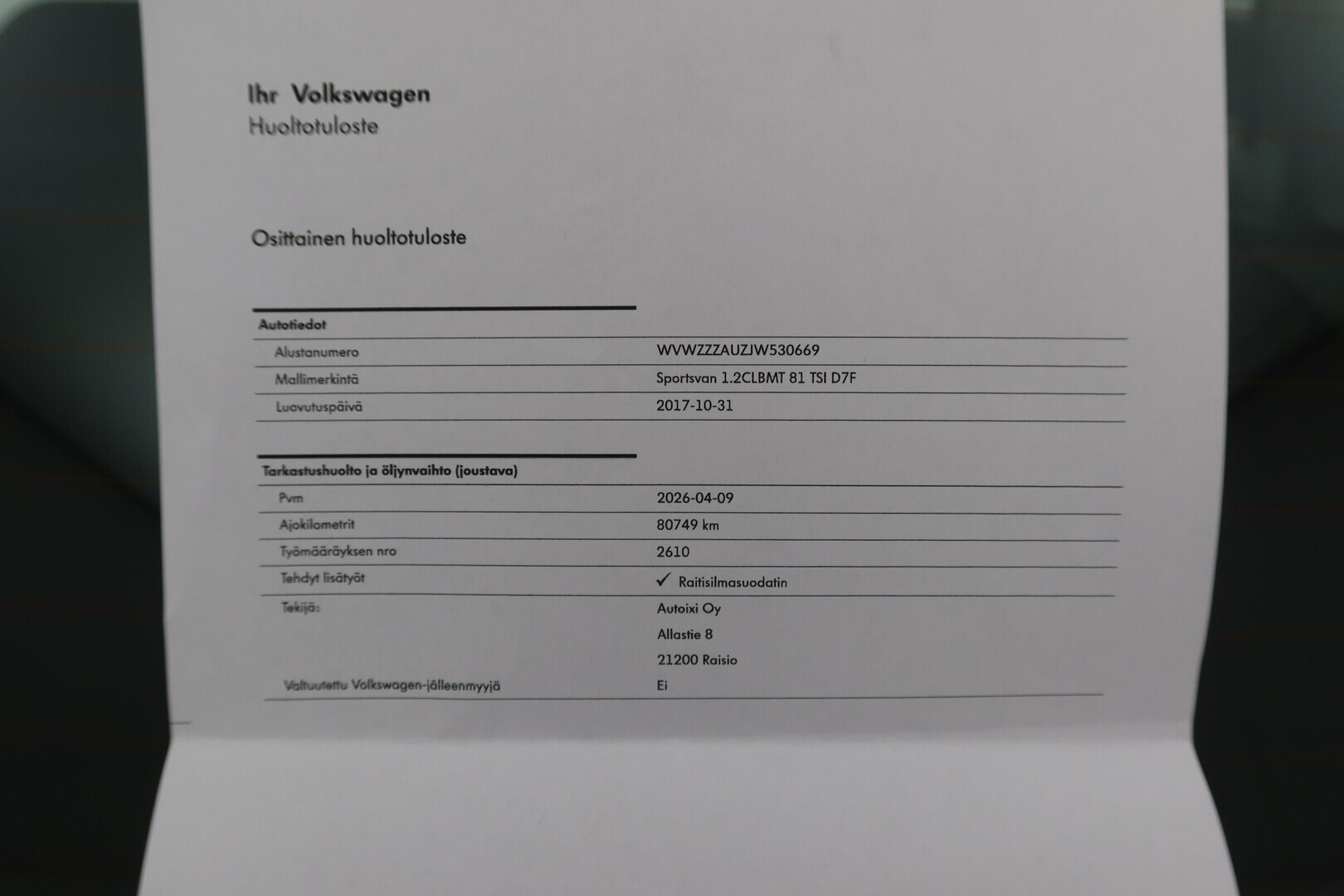 VOLKSWAGEN Golf Sportsvan 2017