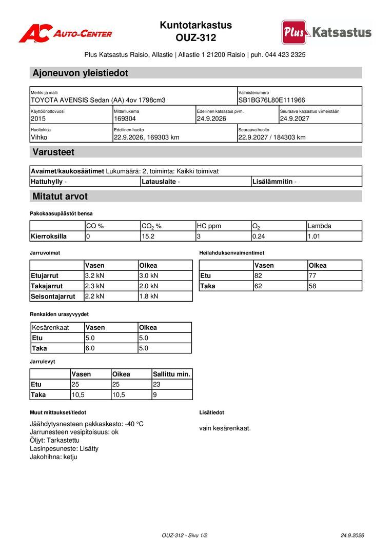 TOYOTA Avensis 2015