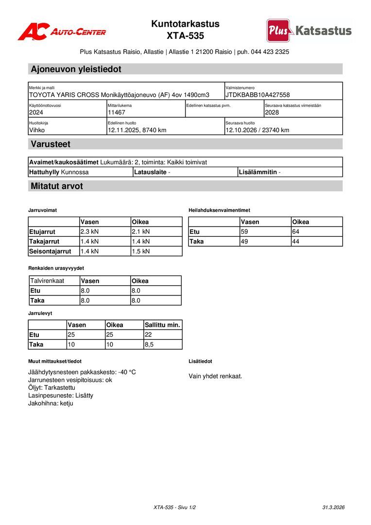 TOYOTA Yaris Cross 2024