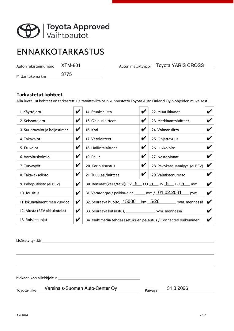 TOYOTA Yaris Cross 2025