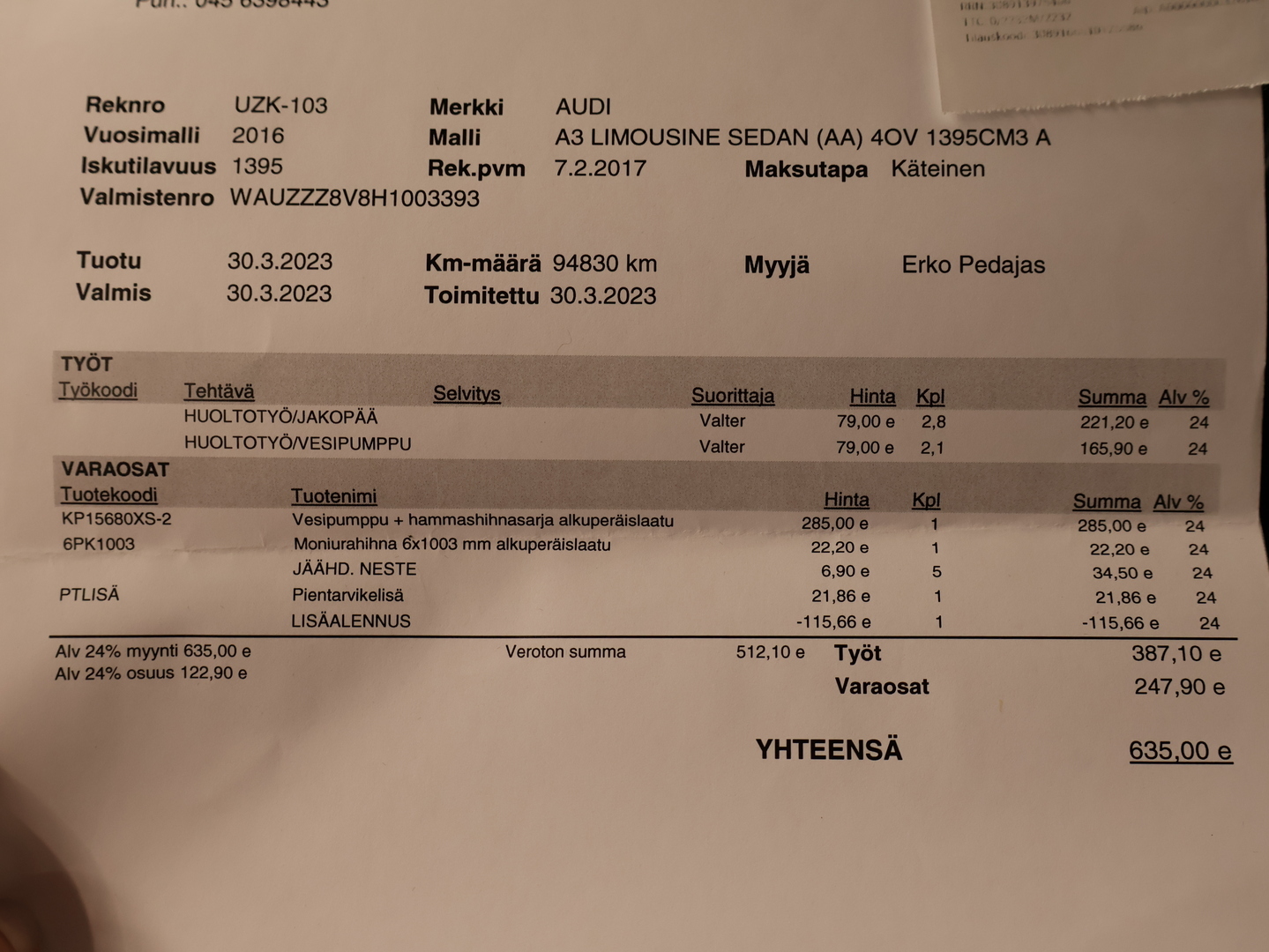 AUDI A3 2016