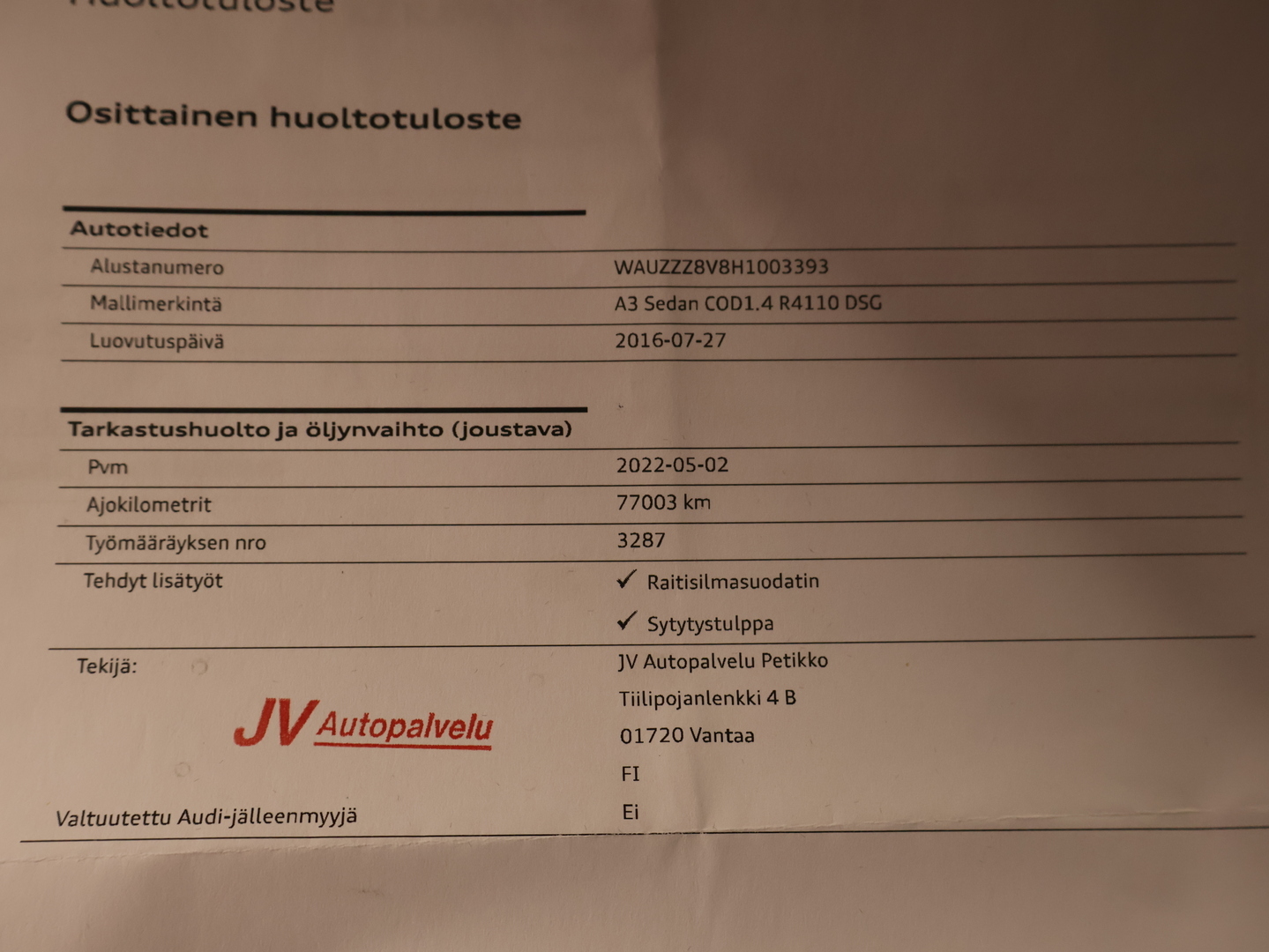 AUDI A3 2016