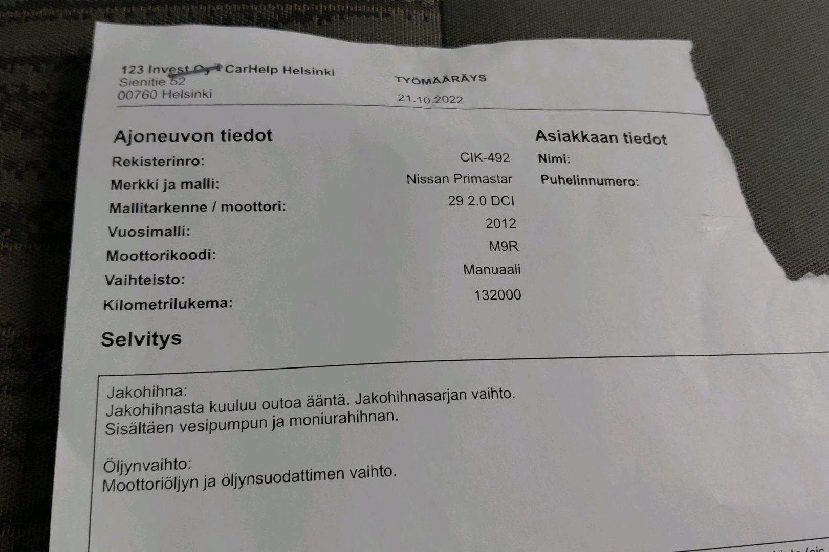 NISSAN Primastar 2011