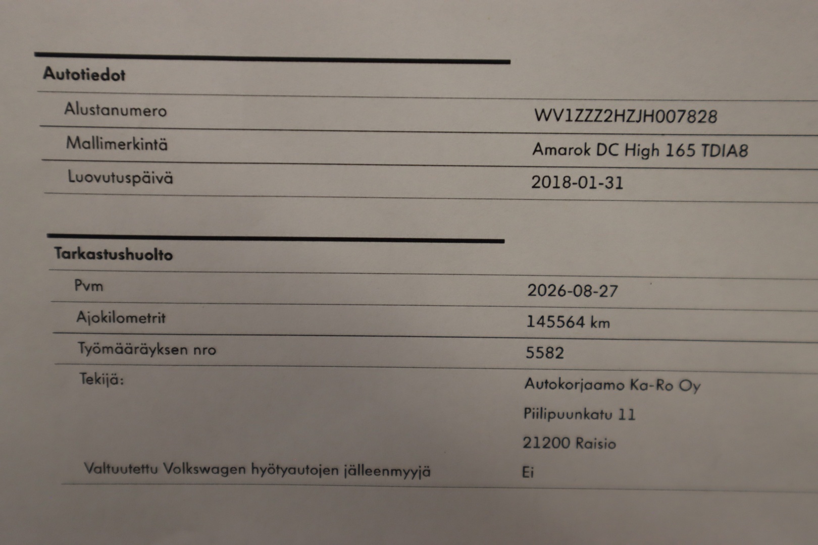 VOLKSWAGEN Amarok 2018