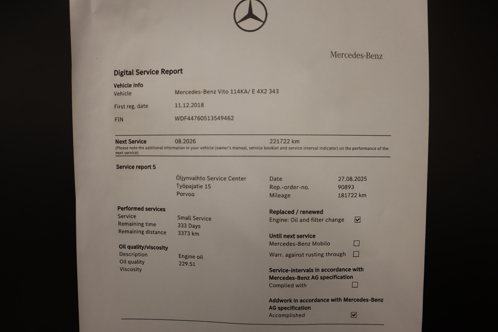 MERCEDES-BENZ Vito 2018