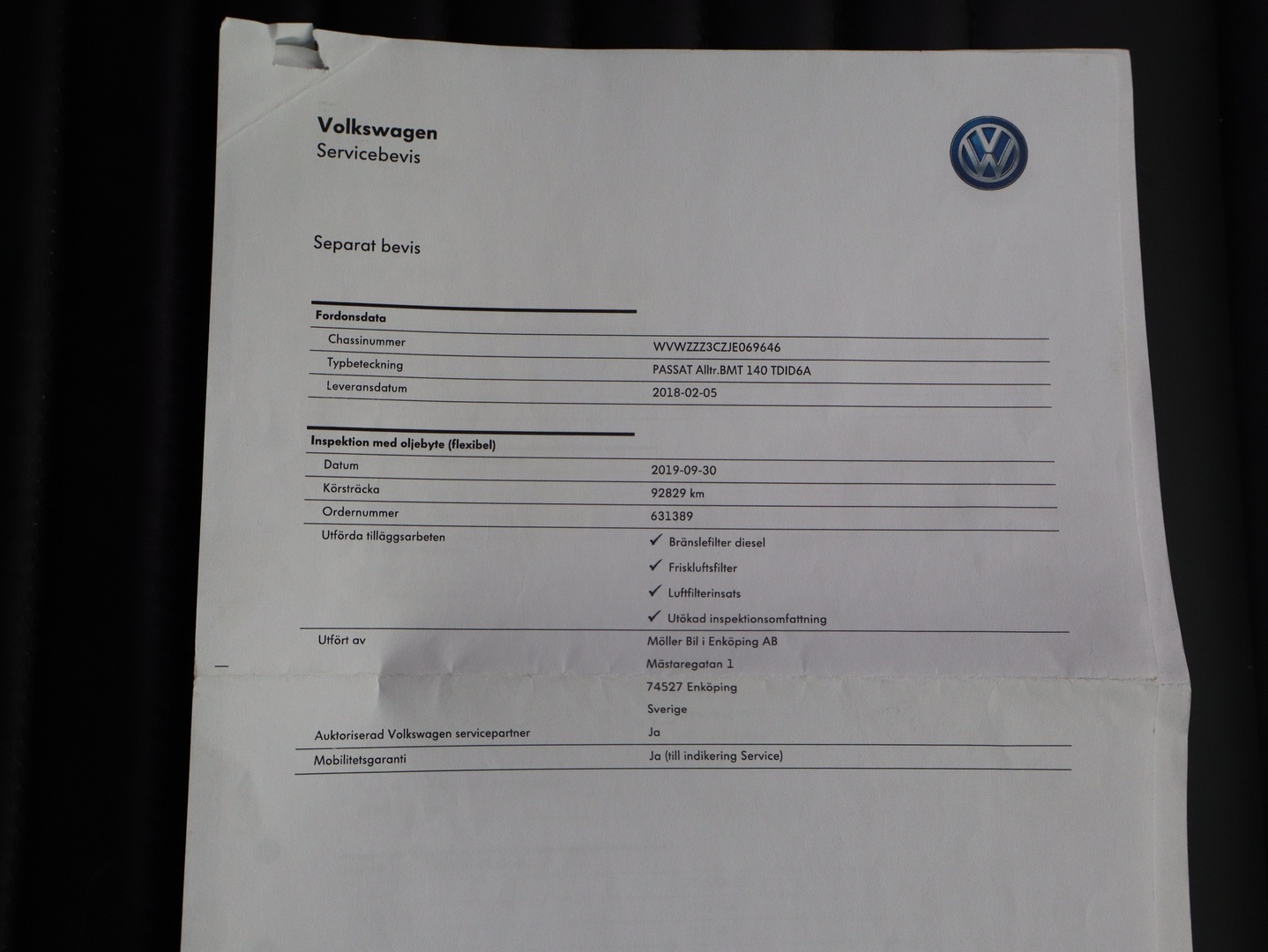 VOLKSWAGEN Passat 2018