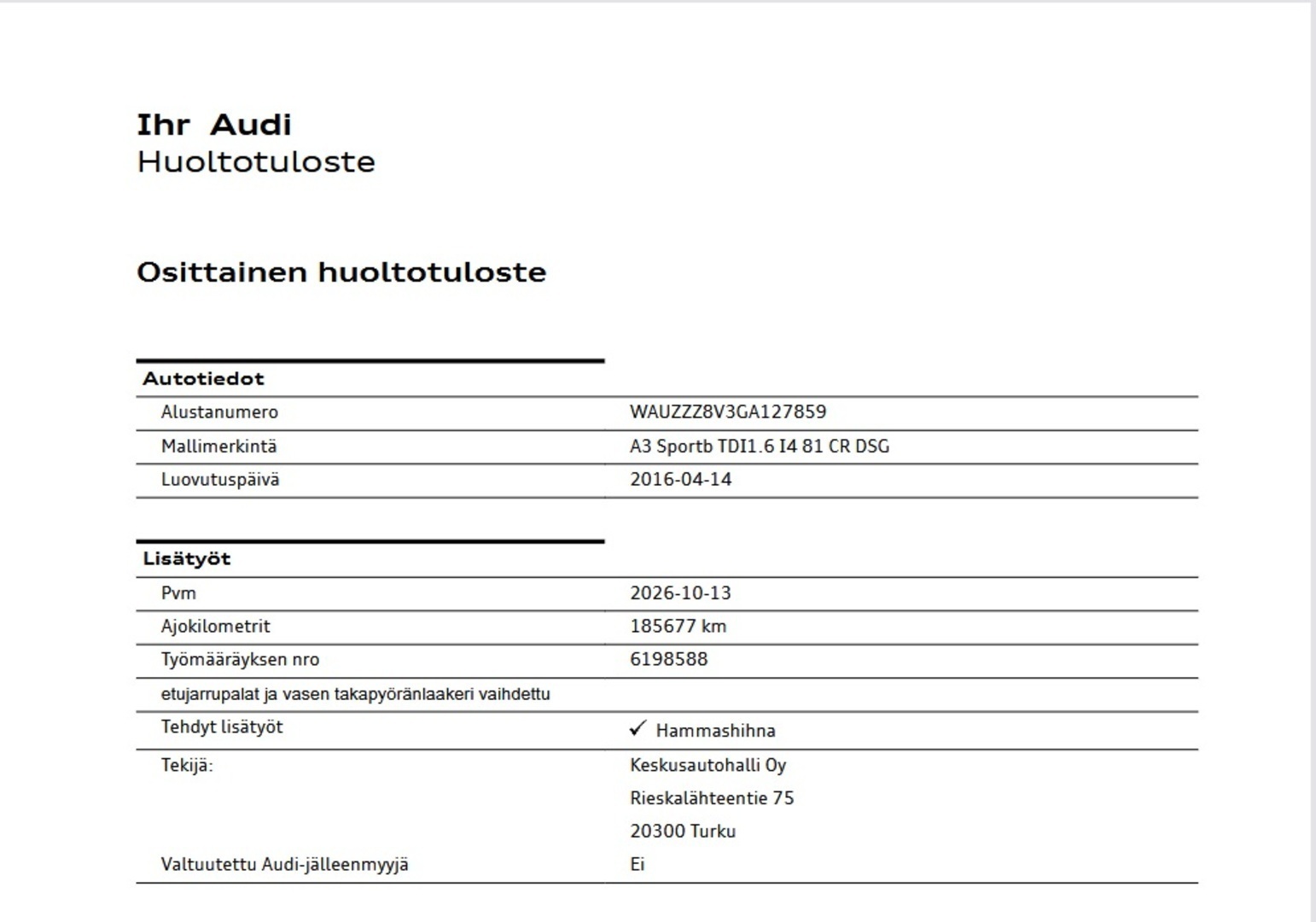 AUDI A3 2016