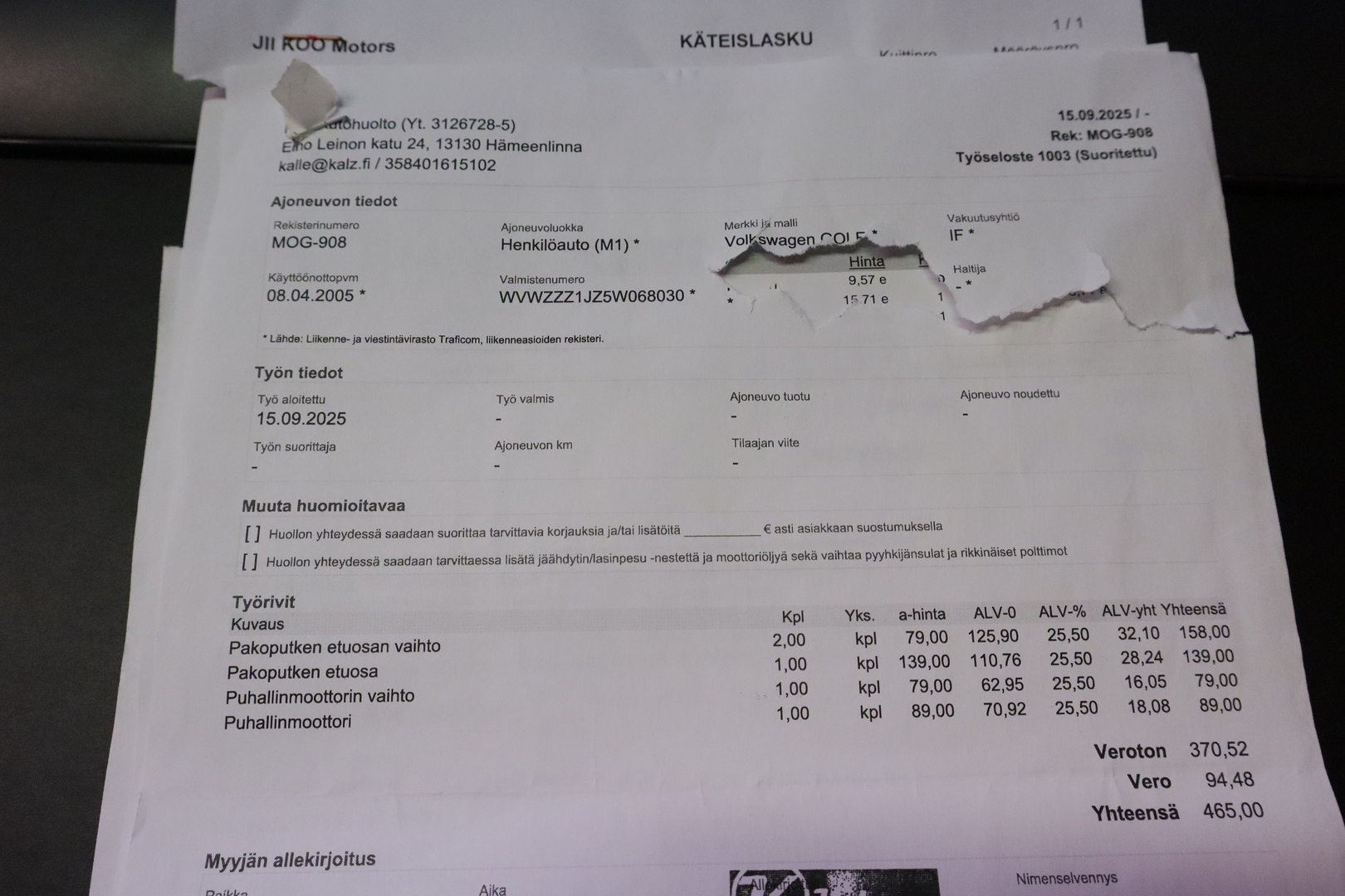 VOLKSWAGEN Golf Variant 2005