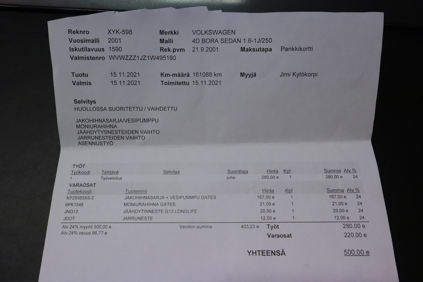 VOLKSWAGEN Bora 2001