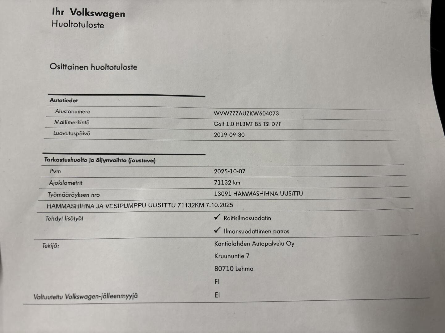 VOLKSWAGEN Golf 2019