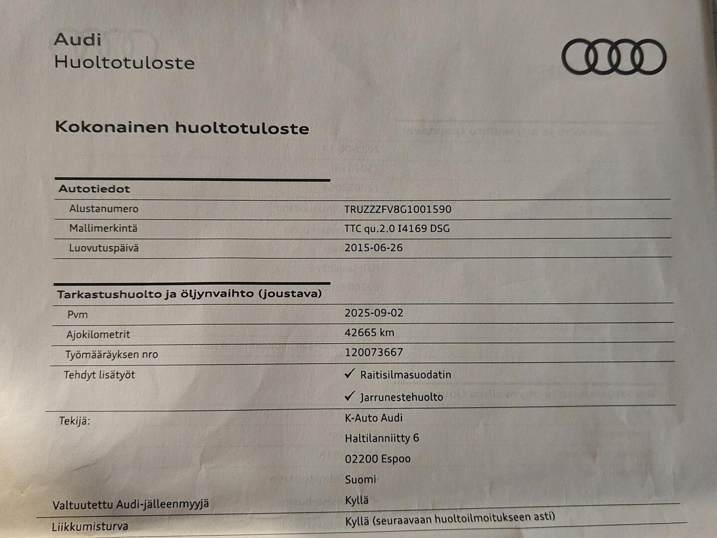 AUDI TT 2015