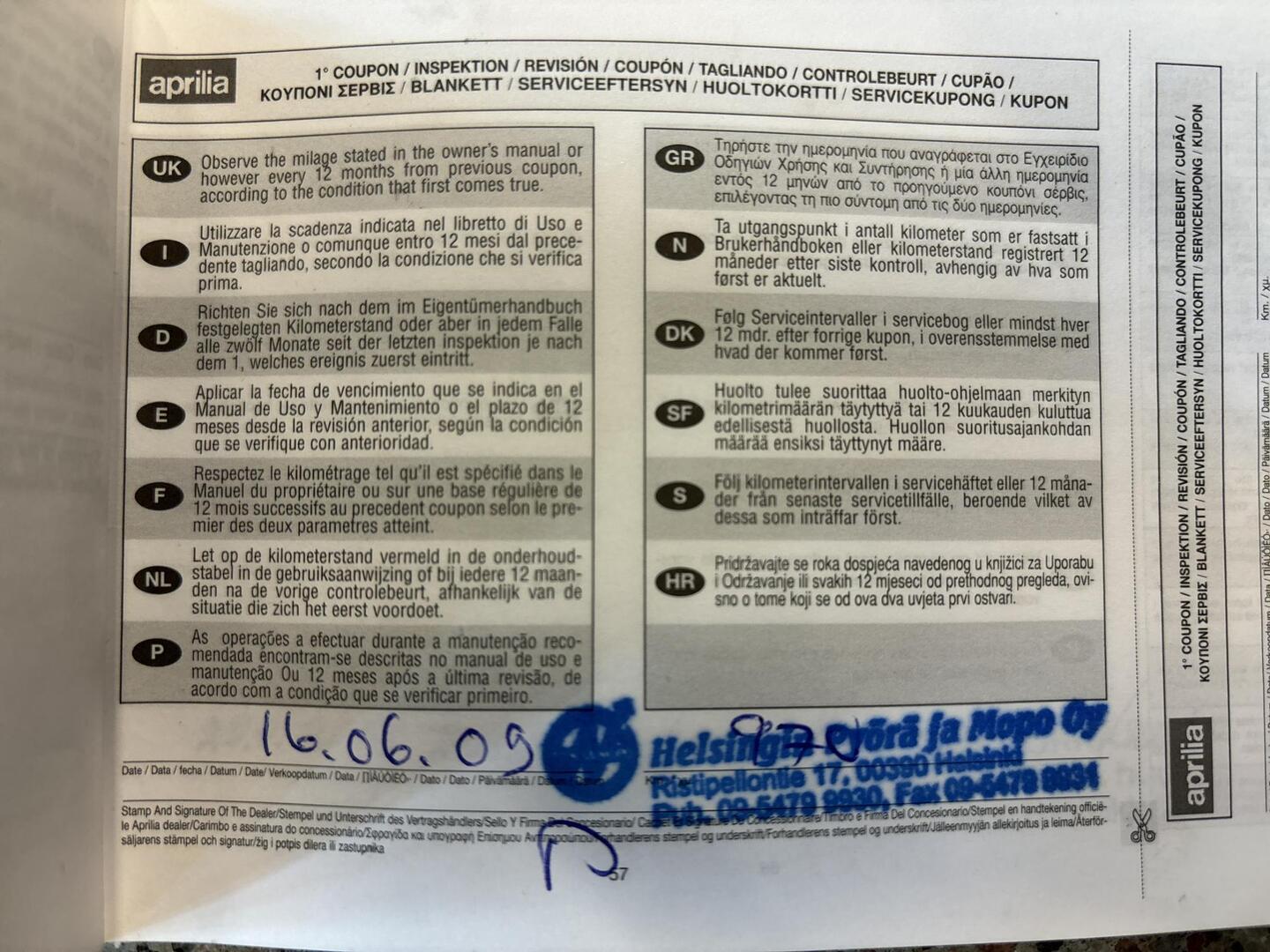 APRILIA DORSODURO 2009