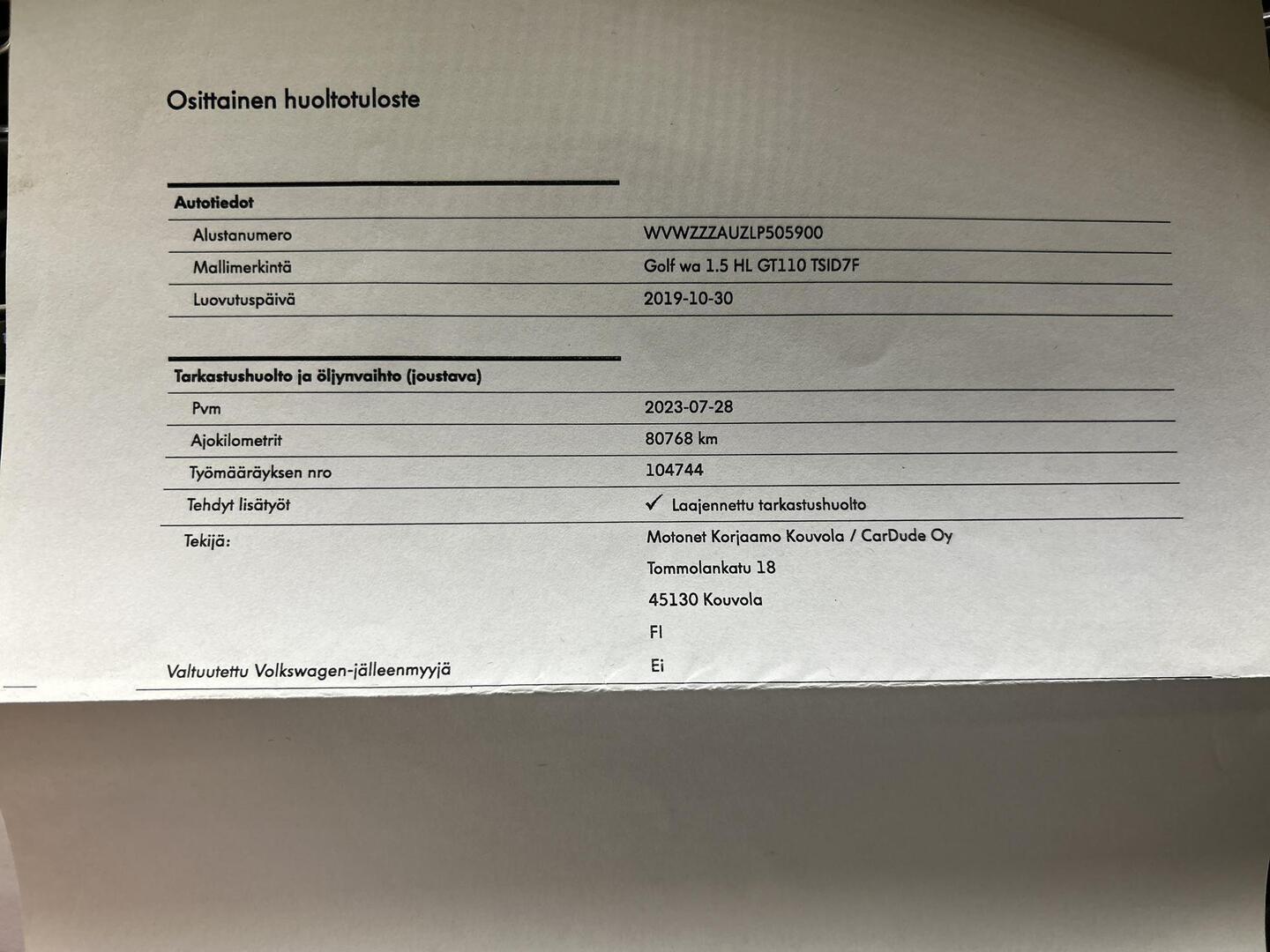 VOLKSWAGEN Golf 2020