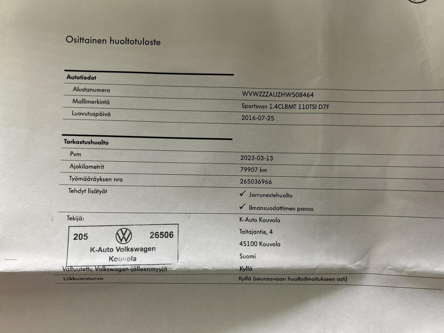 VOLKSWAGEN Golf Sportsvan 2016