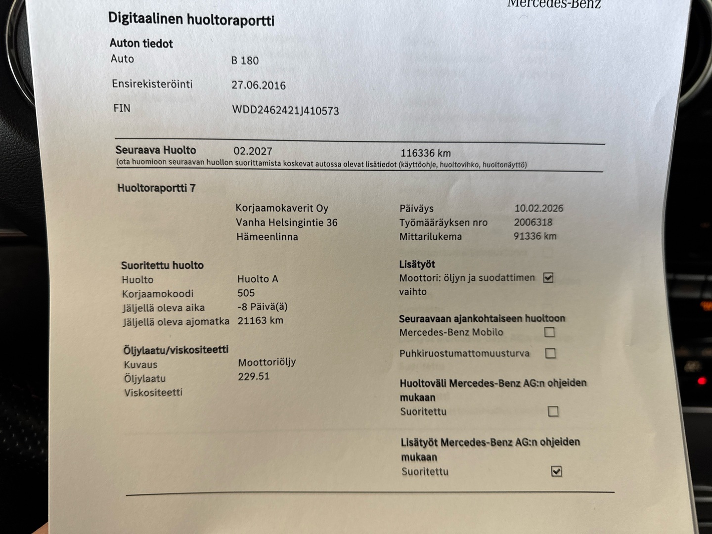 MERCEDES-BENZ B 2016