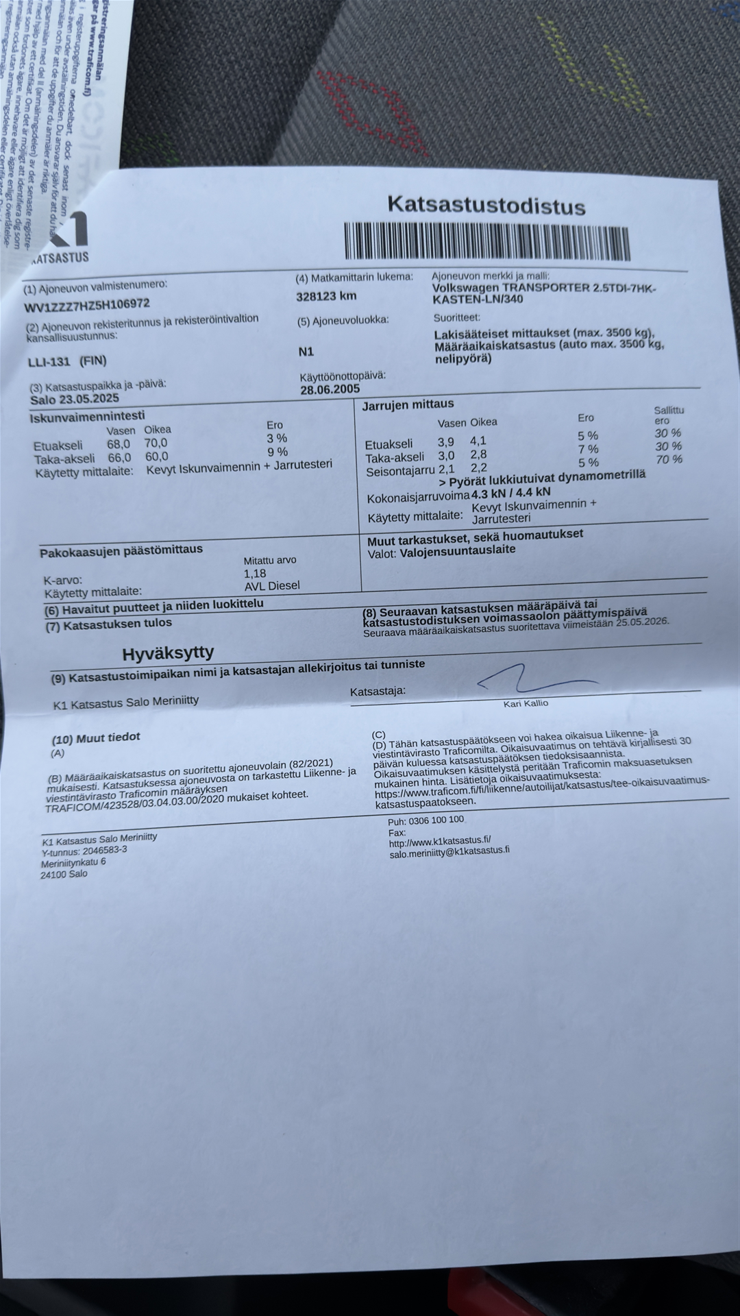 VOLKSWAGEN TRANSPORTER 2005