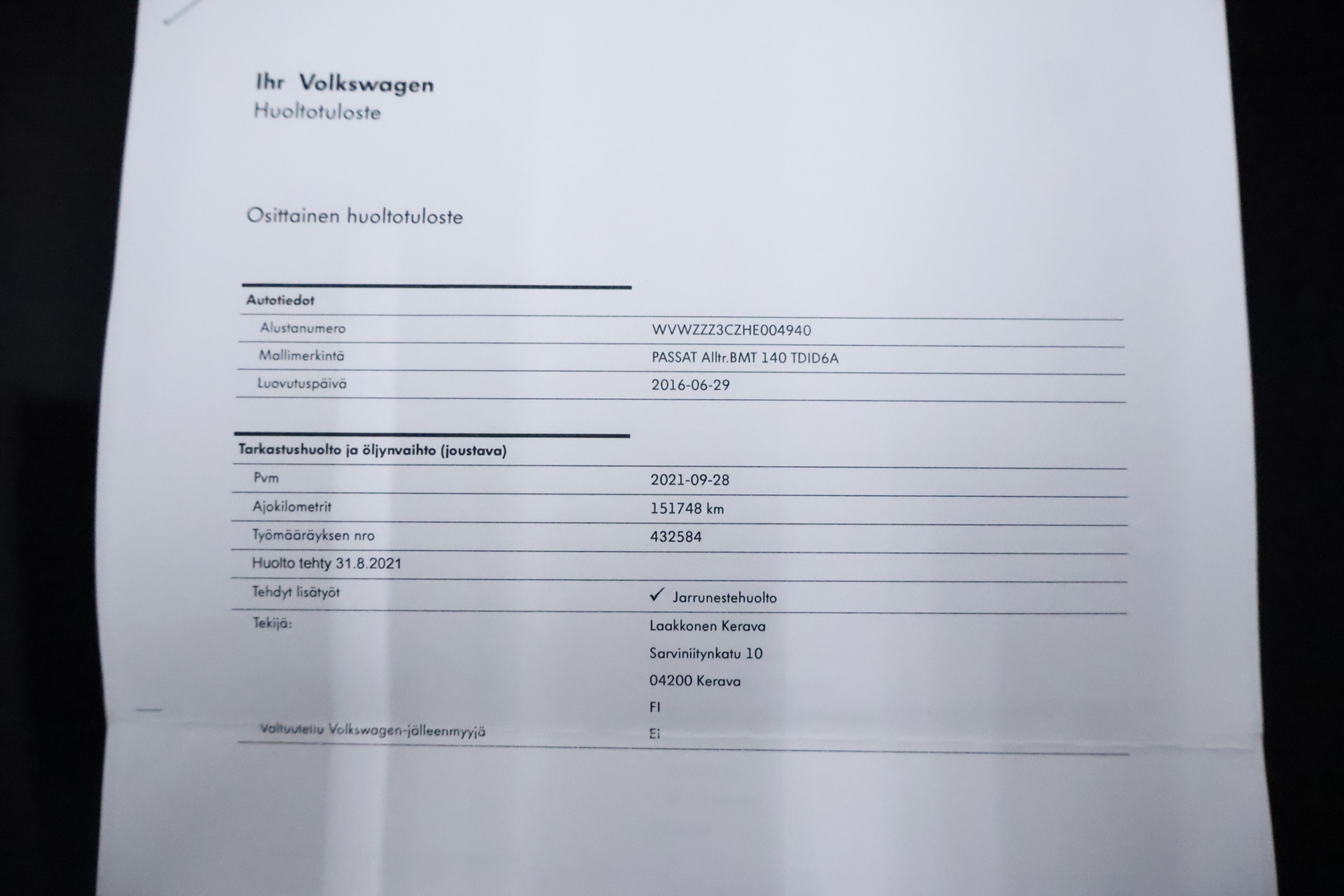 VOLKSWAGEN Passat 2017