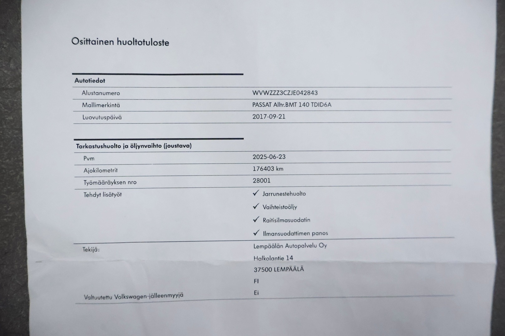 VOLKSWAGEN Passat 2018