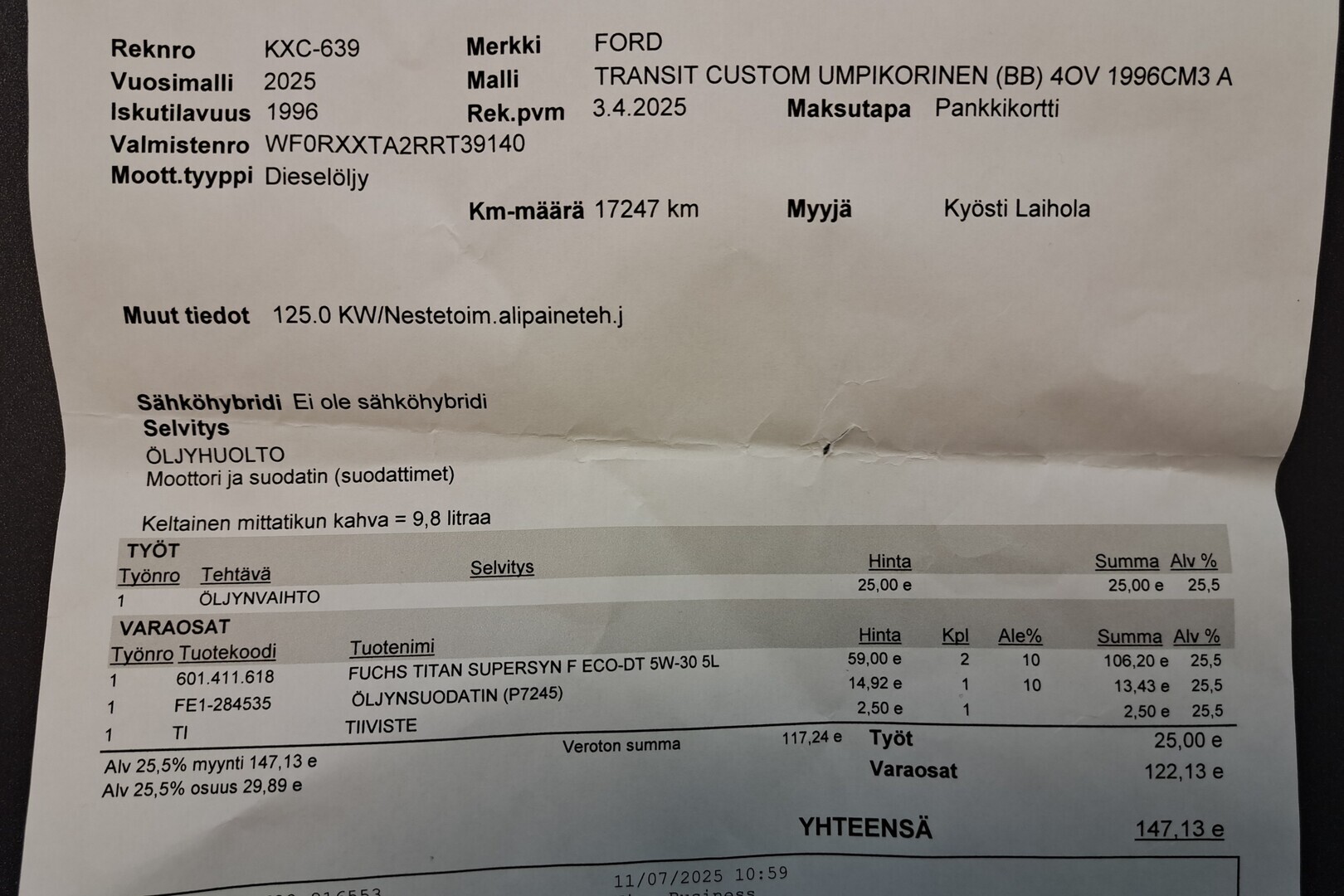 FORD Transit Custom 2025