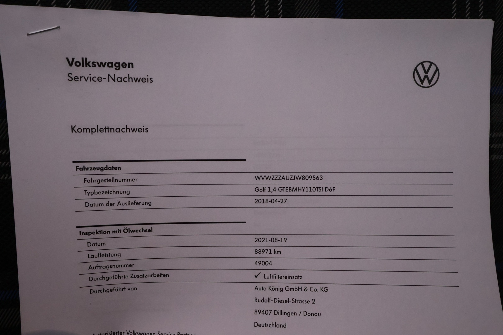 VOLKSWAGEN Golf 2018