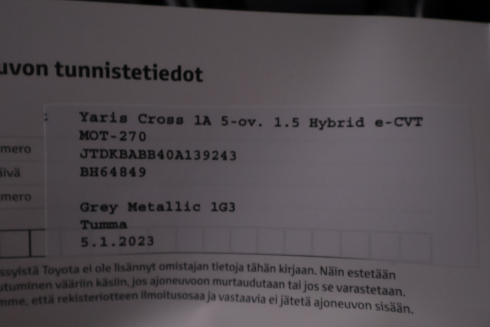 TOYOTA Yaris Cross 2023