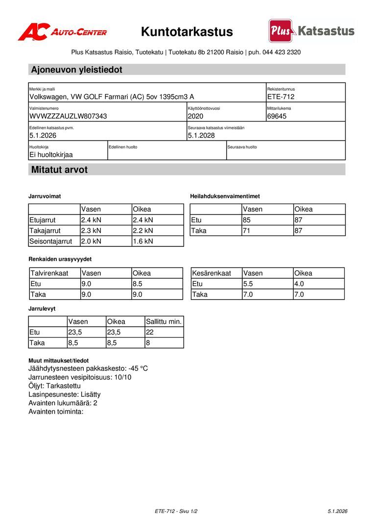 VOLKSWAGEN Golf 2020