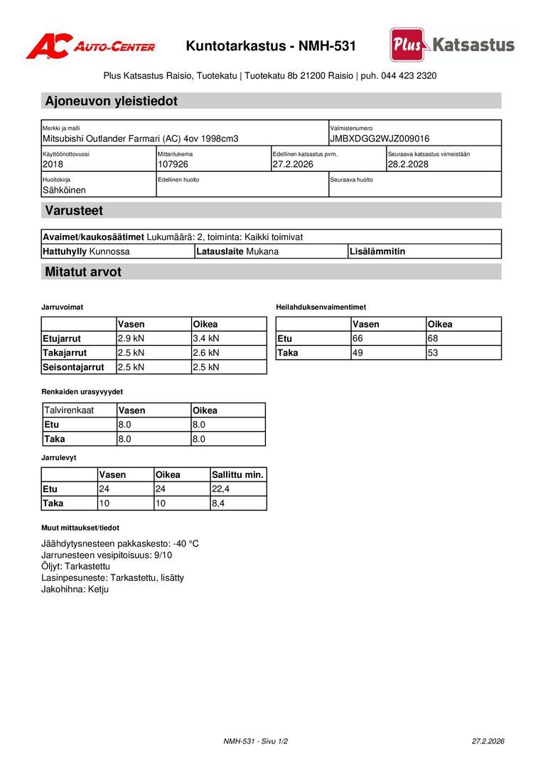 MITSUBISHI Outlander PHEV 2018