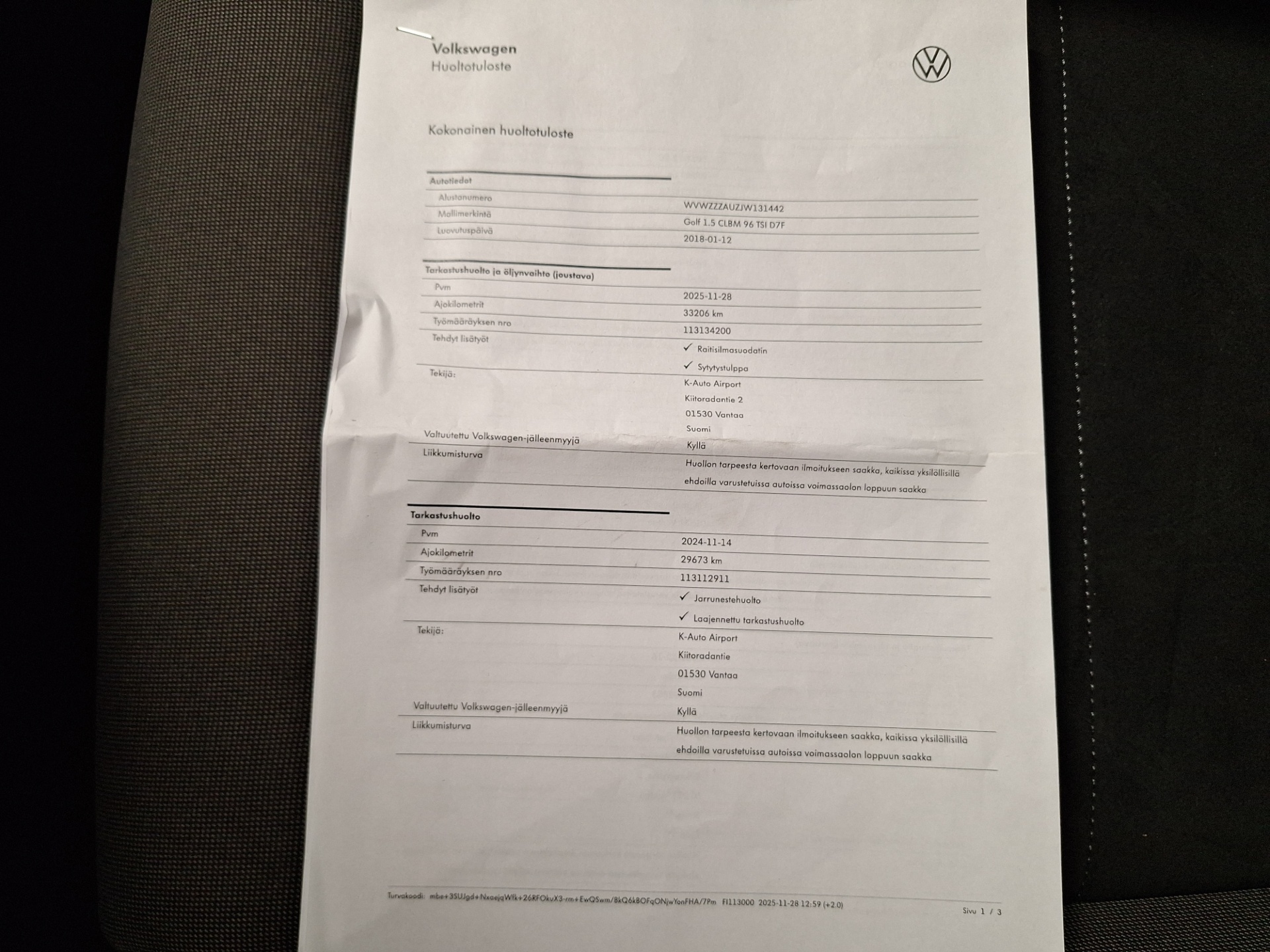 VOLKSWAGEN Golf 2018