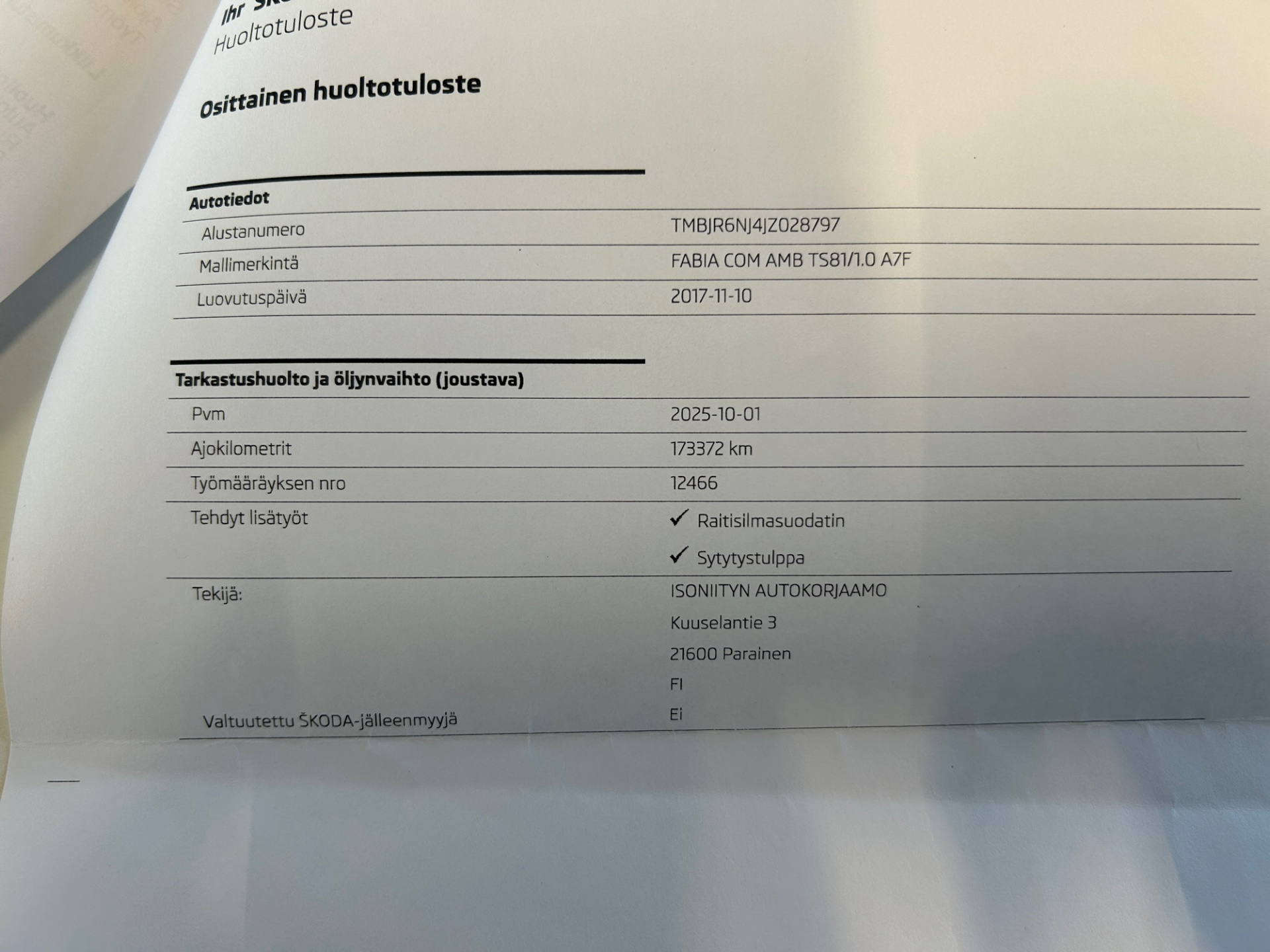 SKODA Fabia 2017