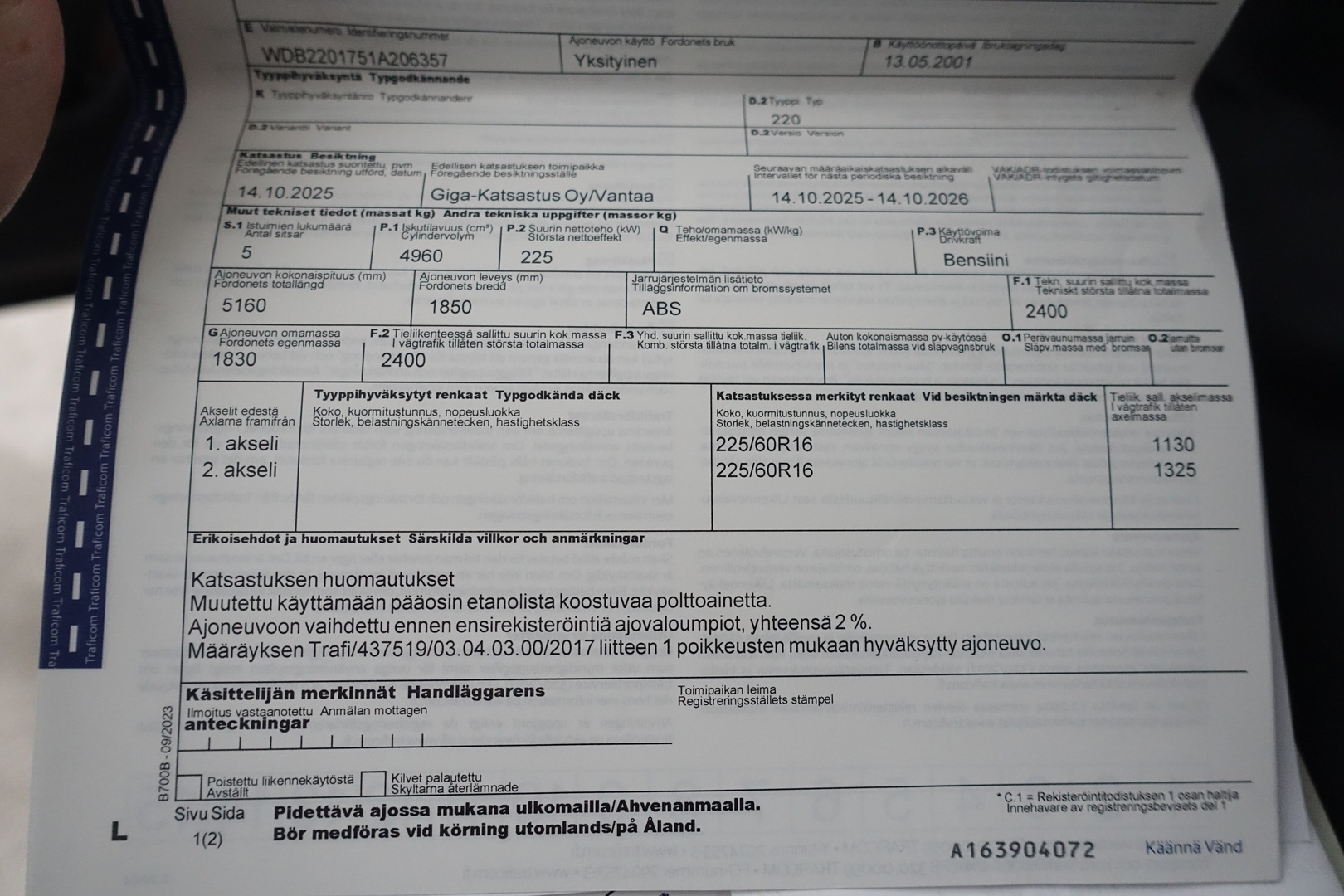 MERCEDES-BENZ S 2001