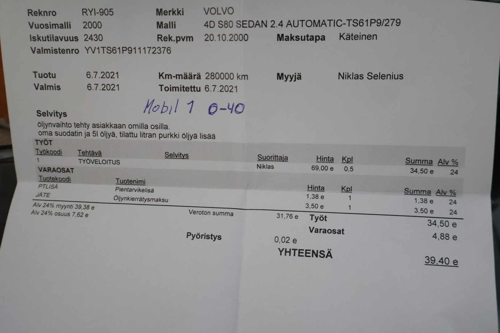VOLVO S80 2001