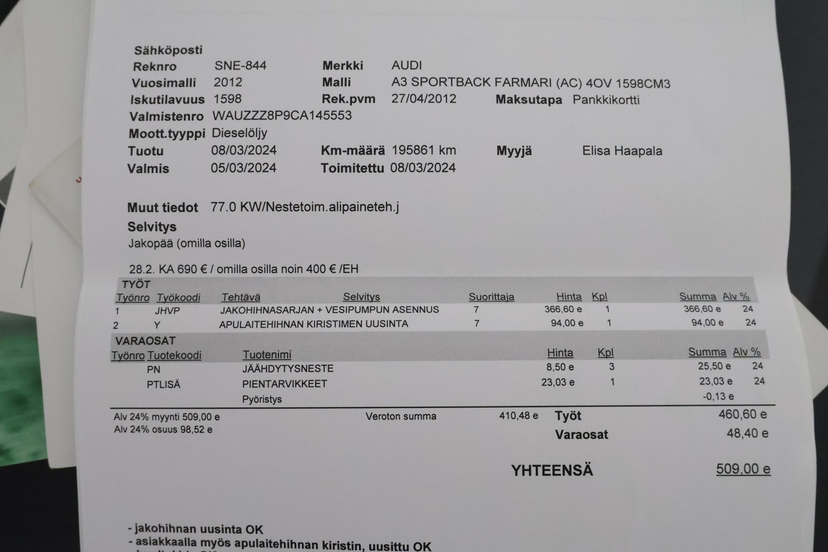 AUDI A3 2012