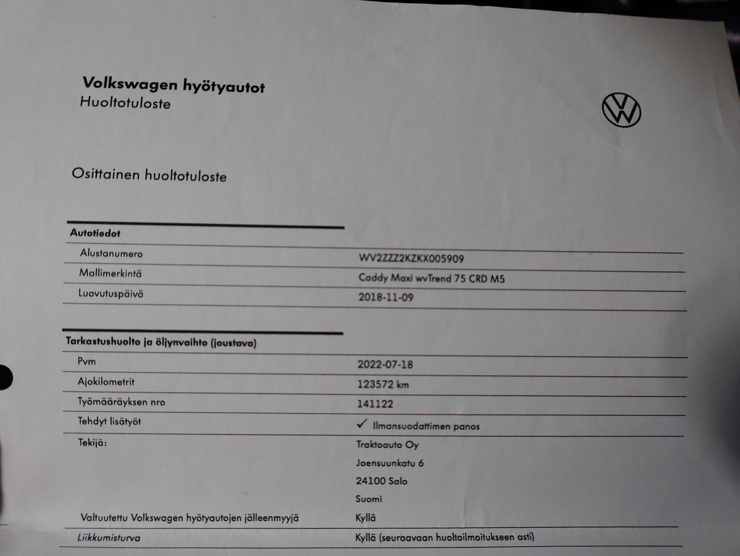 VOLKSWAGEN Caddy Maxi 2018
