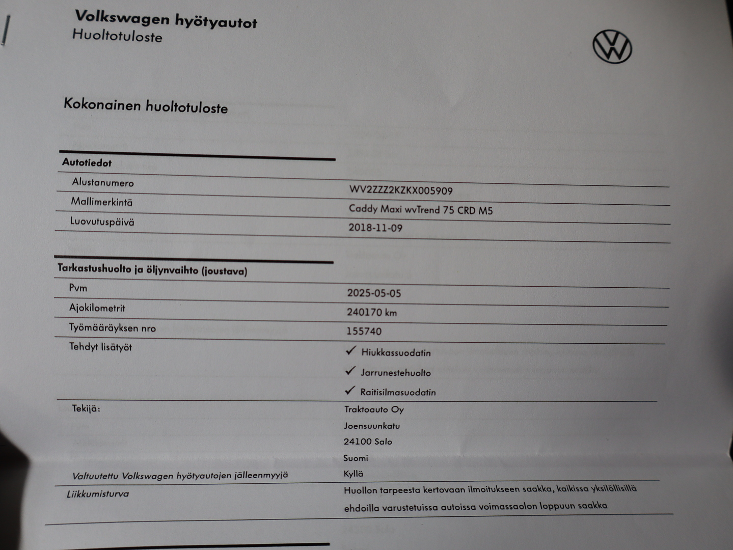 VOLKSWAGEN Caddy Maxi 2018