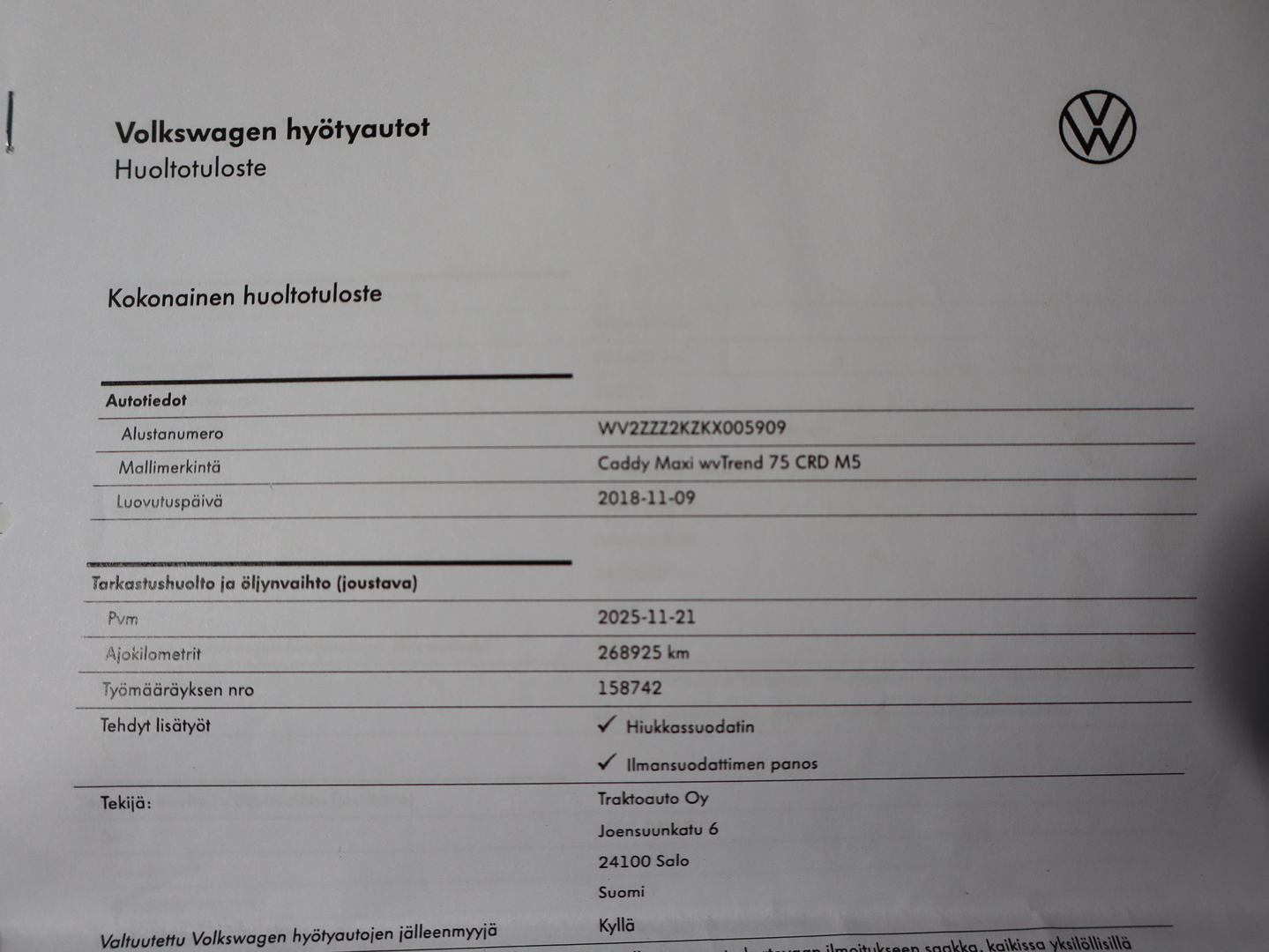 VOLKSWAGEN Caddy Maxi 2018