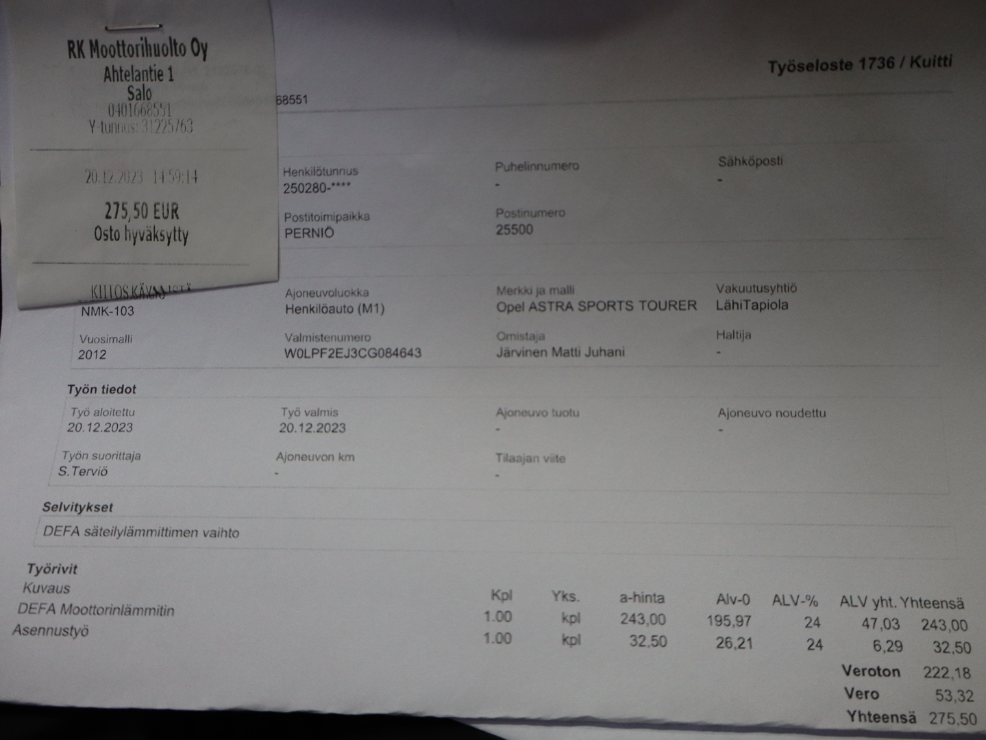 OPEL Astra 2012
