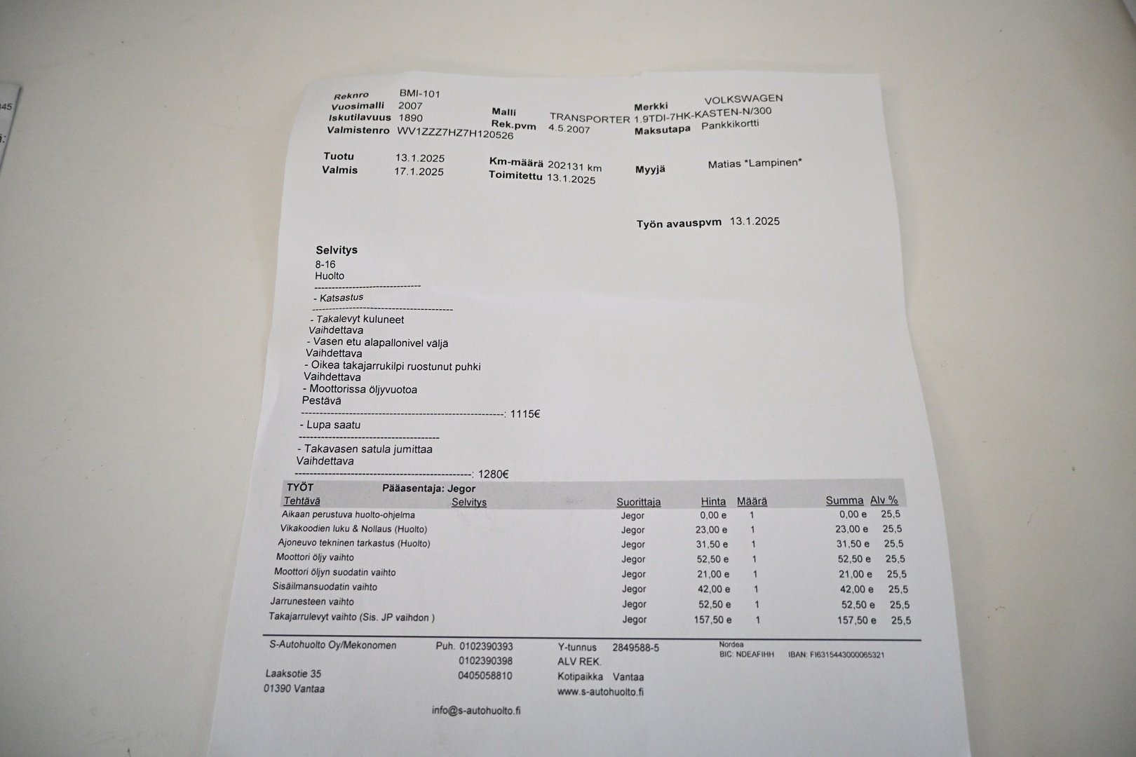 VOLKSWAGEN Transporter 2007